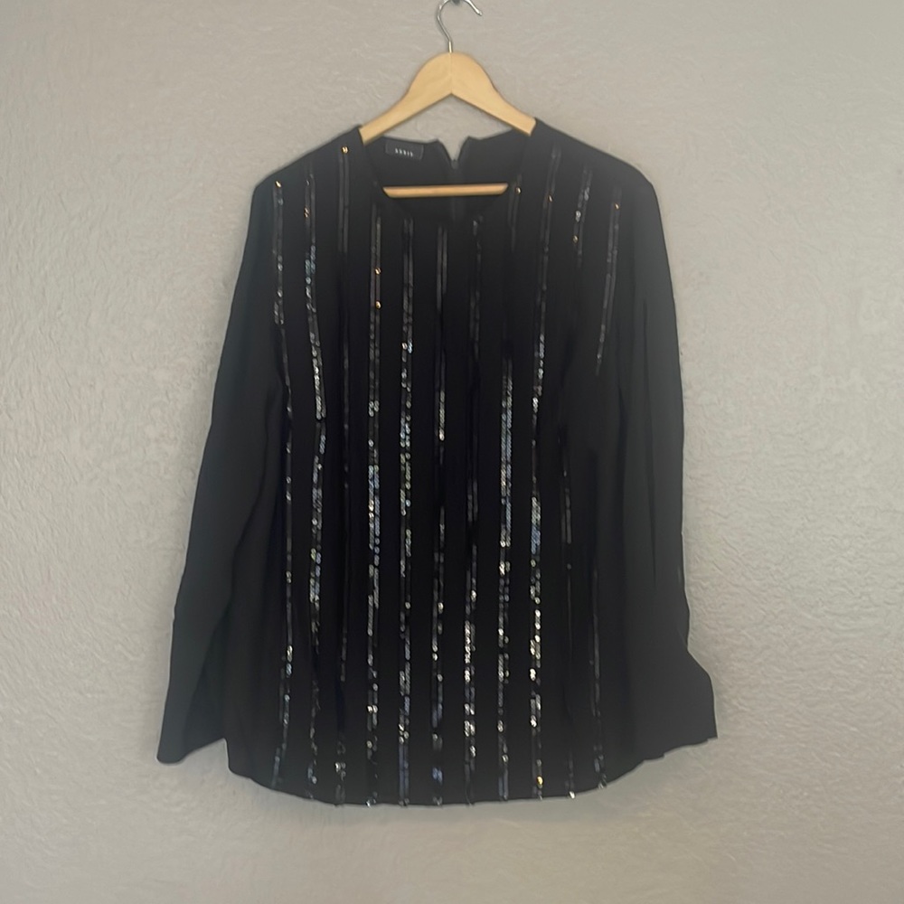 Women Formal blouse long sleeves sequin Color Black